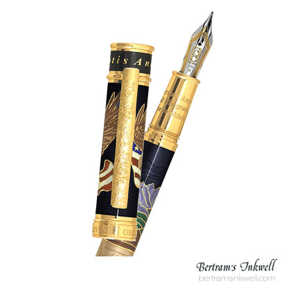 David Oscarson America The Beautiful Onyx Gold Vermeil Fountain Pen
