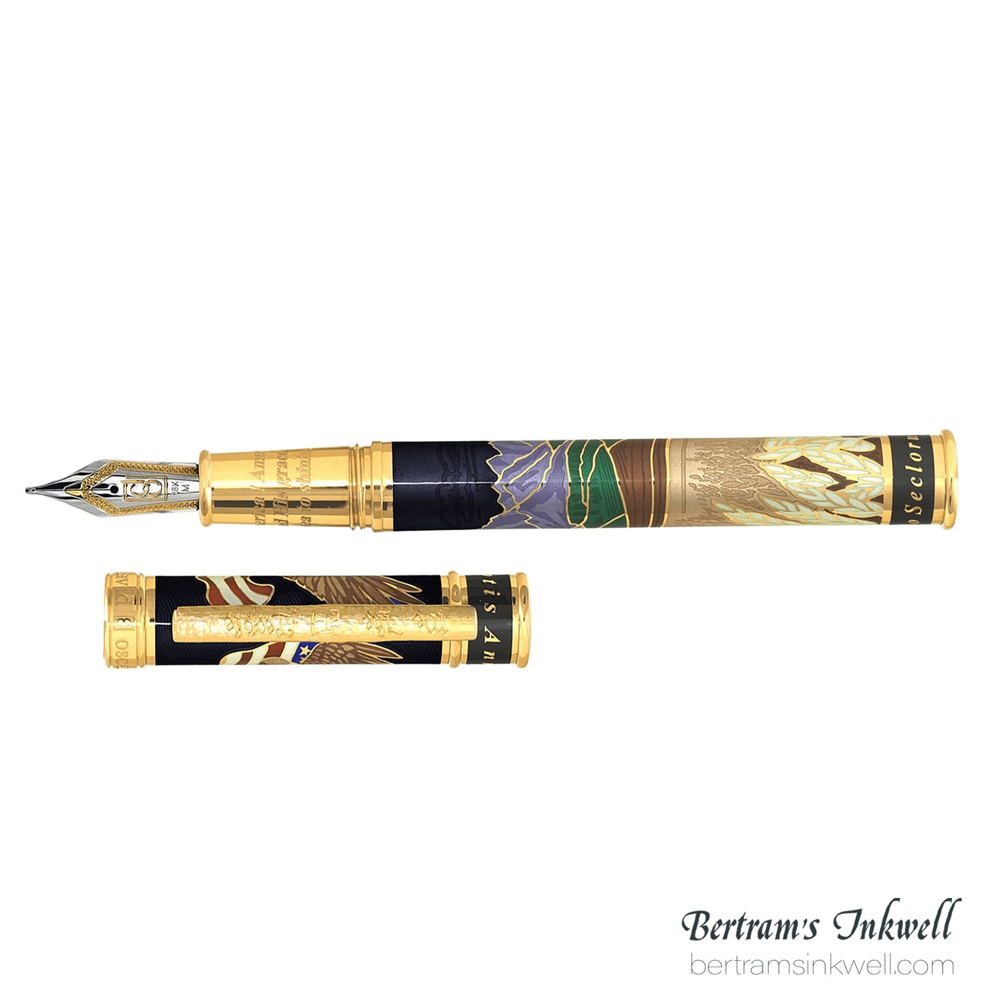 David Oscarson America The Beautiful Onyx Gold Vermeil Fountain Pen