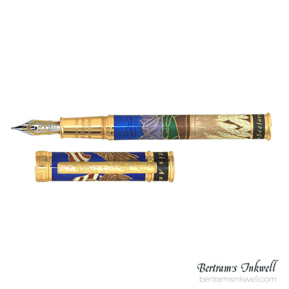 David Oscarson America The Beautiful Sapphire Gold Vermeil Fountain Pen