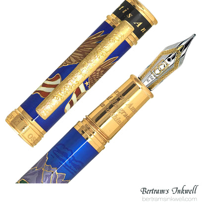 David Oscarson America The Beautiful Sapphire Gold Vermeil Fountain Pen