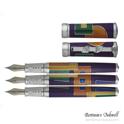 David Oscarson 15th Anniversary American Art Deco Purple Fountain Pen