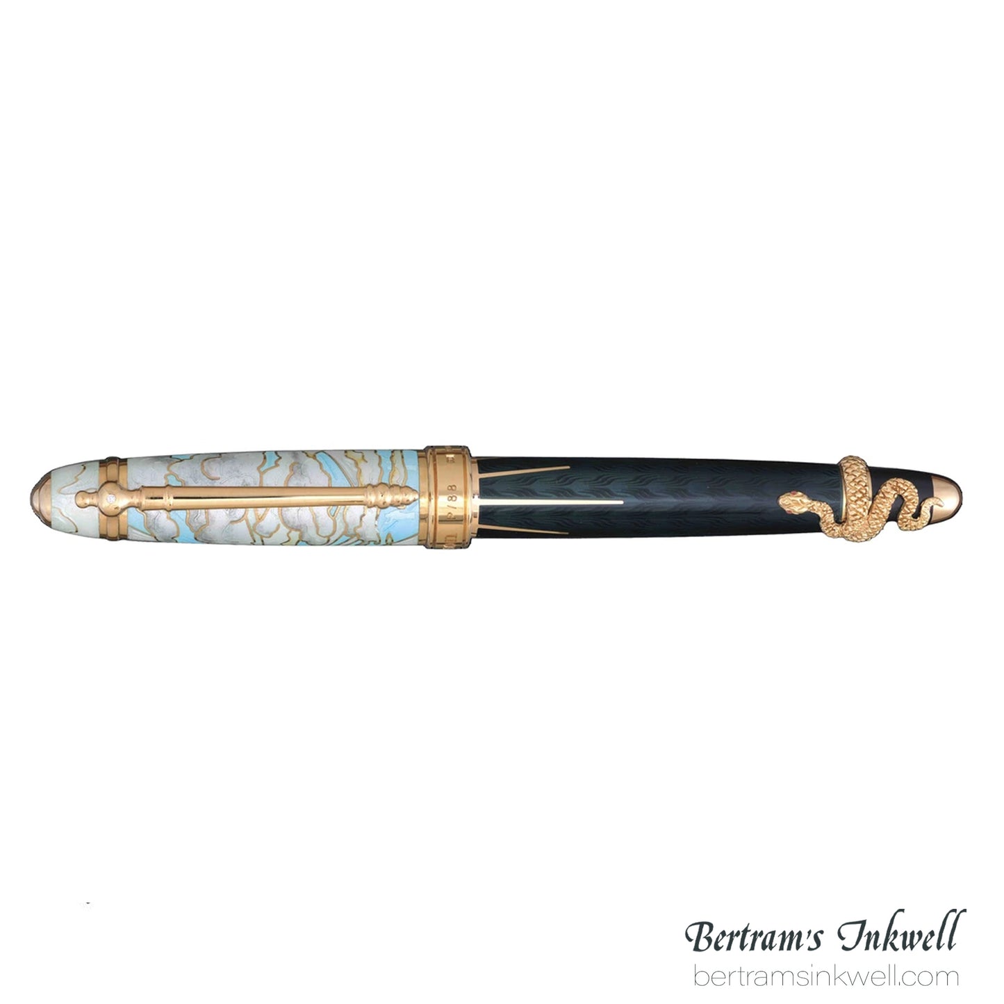 David Oscarson Deus Regit Azure Blue Gold Vermeil Fountain Pen