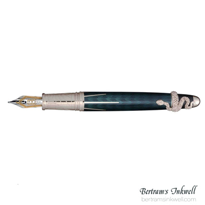 David Oscarson Deus Regit Azure Blue Silver Fountain Pen