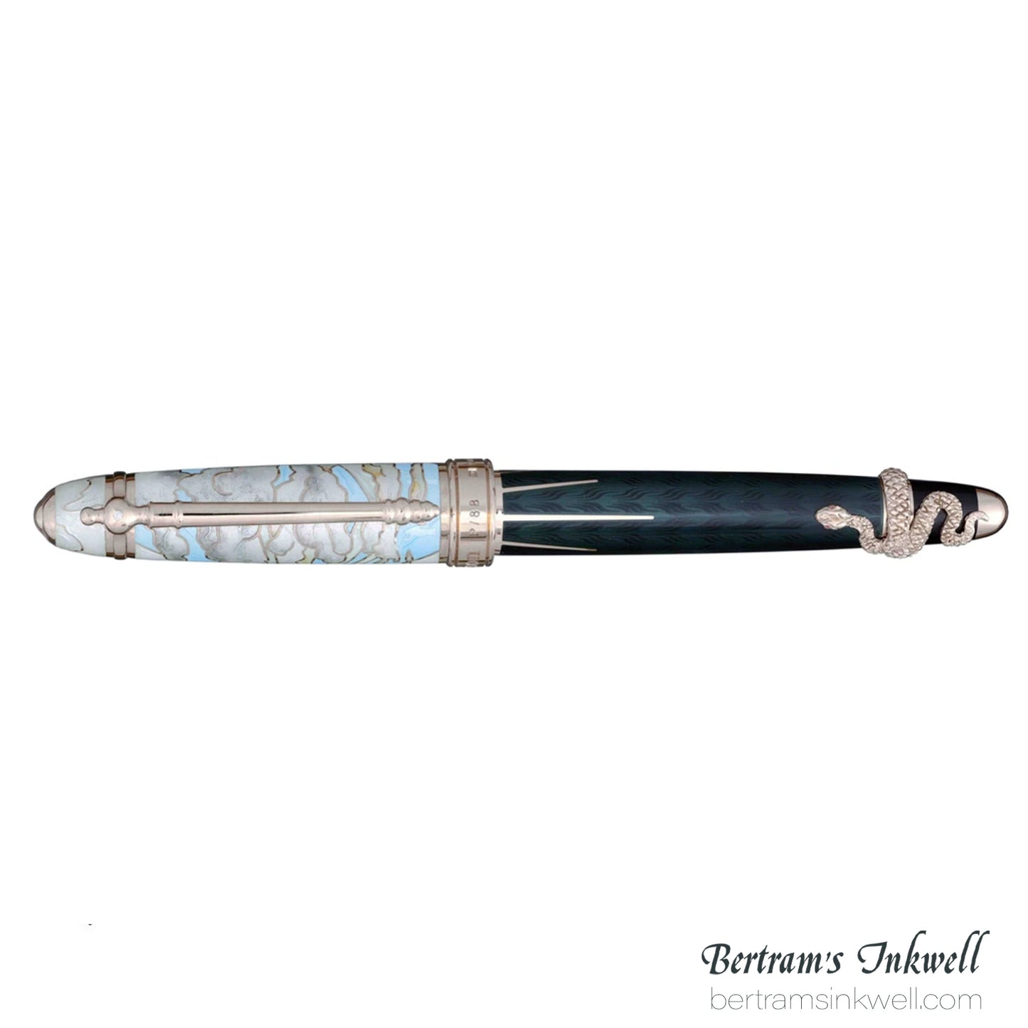 David Oscarson Deus Regit Azure Blue Silver Fountain Pen