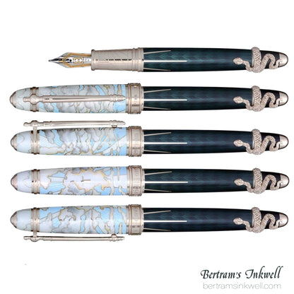 David Oscarson Deus Regit Azure Blue Silver Fountain Pen