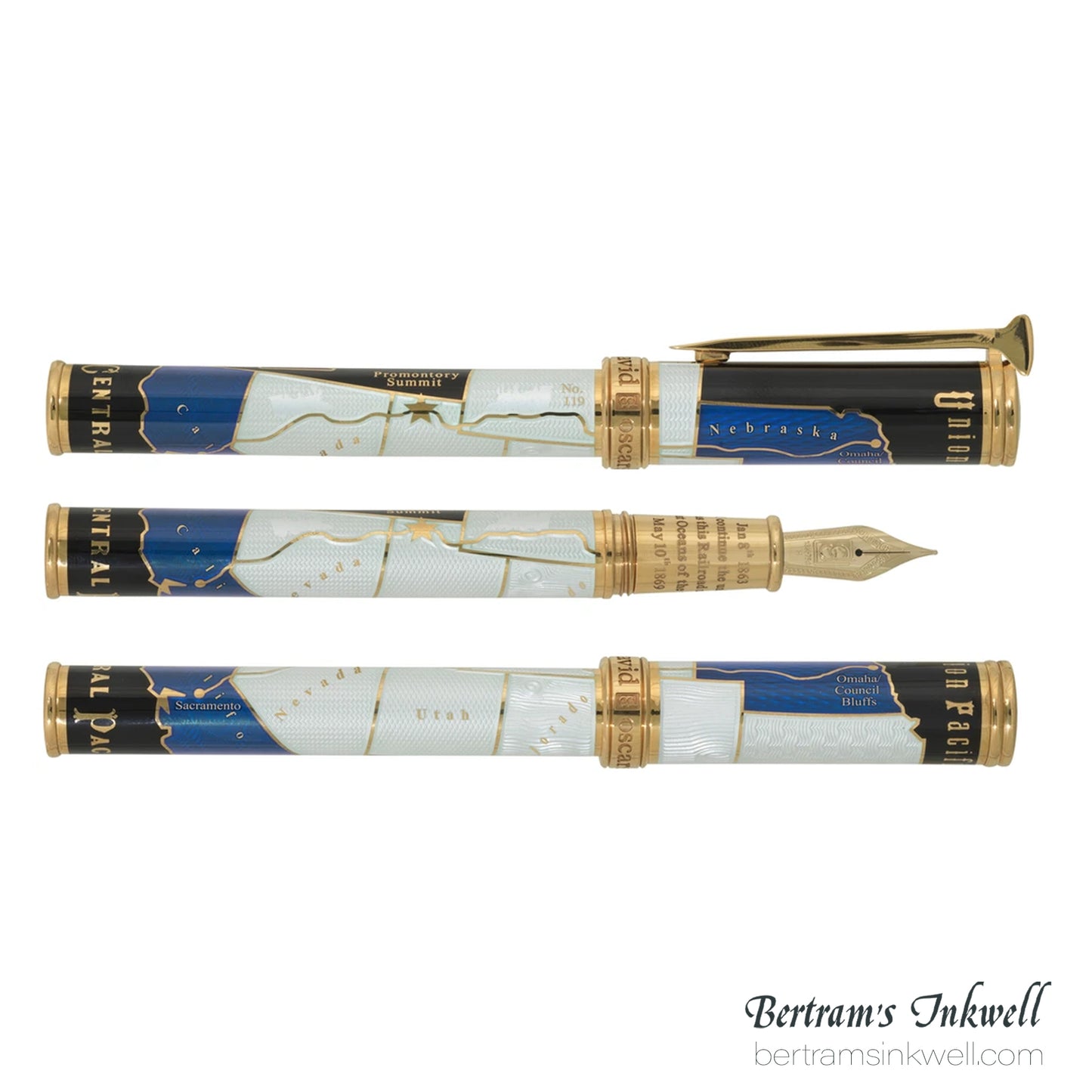 David Oscarson Golden Spike Sapphire Blue Fountain Pen