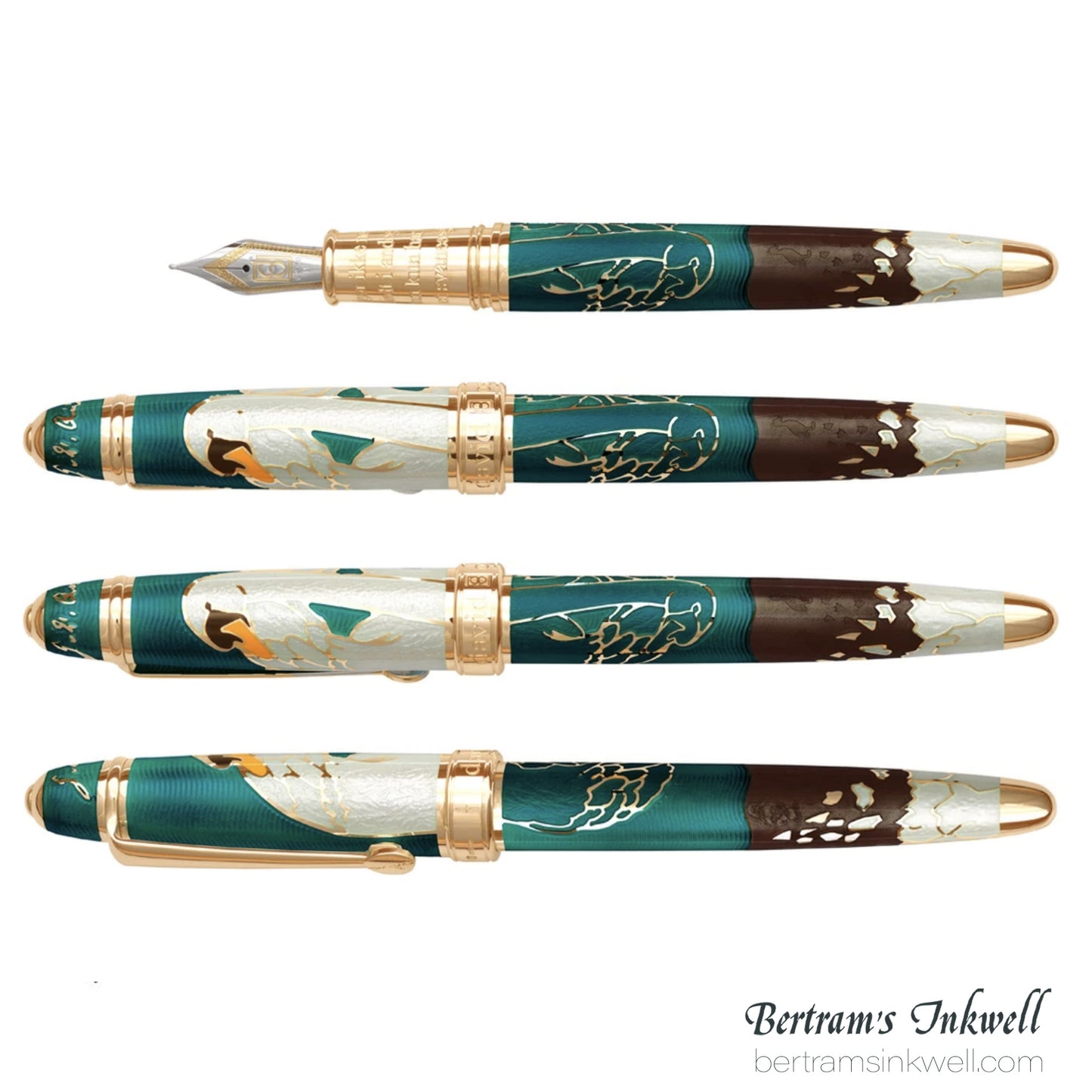 David Oscarson Hans Christian Andersen Teal Coffee White Gold Fountain Pen