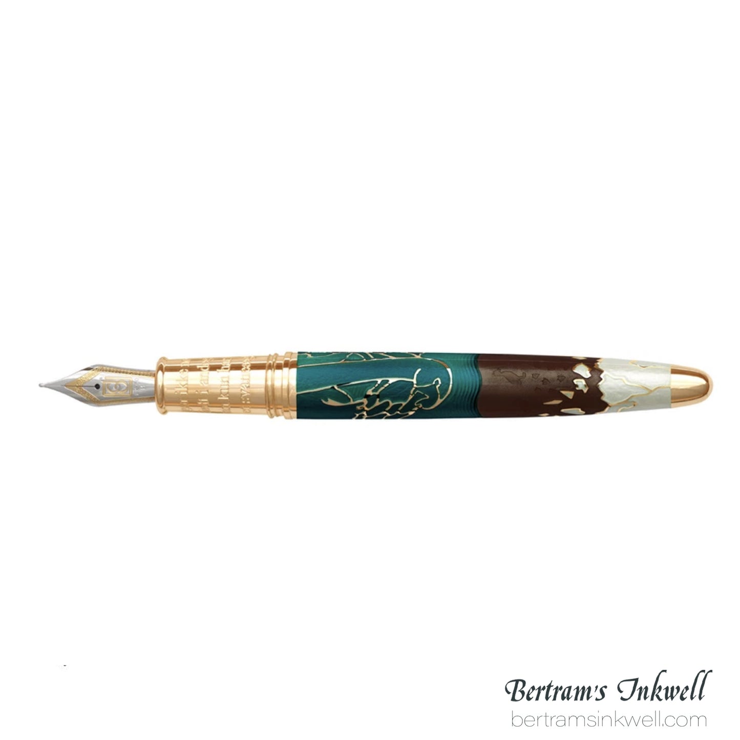 David Oscarson Hans Christian Andersen Teal Coffee White Gold Fountain Pen