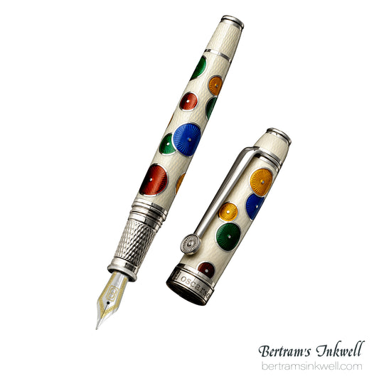 David Oscarson Pierrot and Pierrette White Fountain Pen