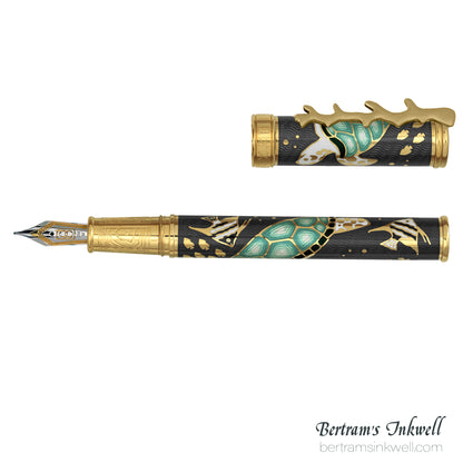 David Oscarson Sea Turtles Limited Edition Mossy Black Fountain Pen