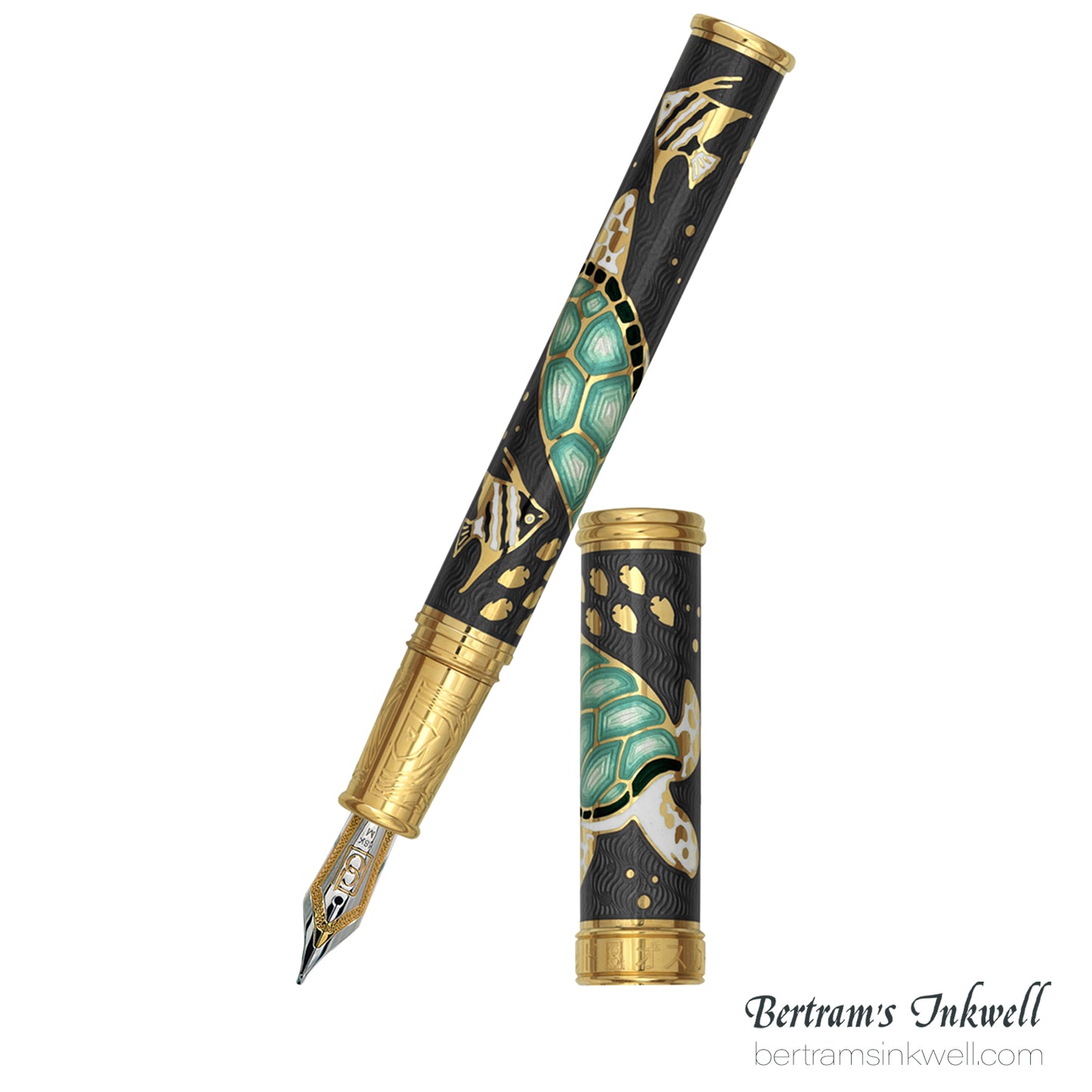 David Oscarson Sea Turtles Limited Edition Mossy Black Fountain Pen