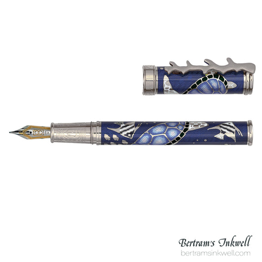 David Oscarson Sea Turtles Limited Edition Sapphire Blue Fountain Pen