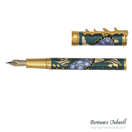 David Oscarson Sea Turtles Limited Edition Translucent Teal Fountain Pen