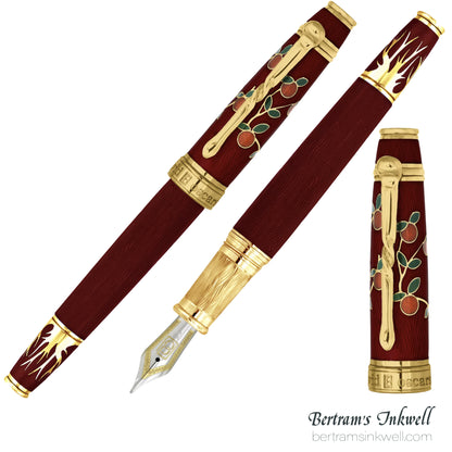David Oscarson Tree of Life Red with Orange and Green Fountain Pen