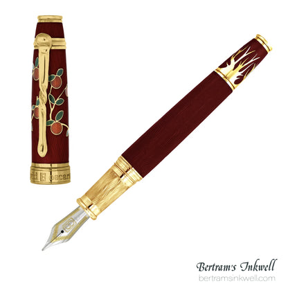 David Oscarson Tree of Life Red with Orange and Green Fountain Pen