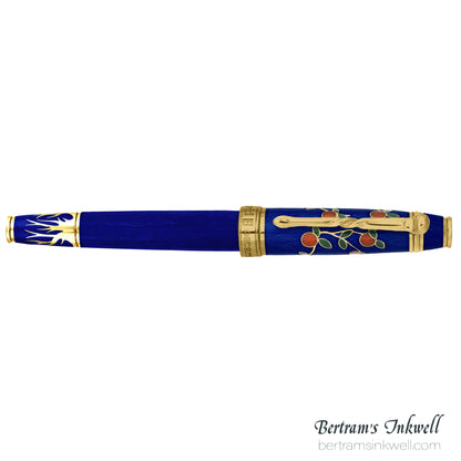 David Oscarson Tree of Life Sapphire Blue with Orange and Green Fountain Pen