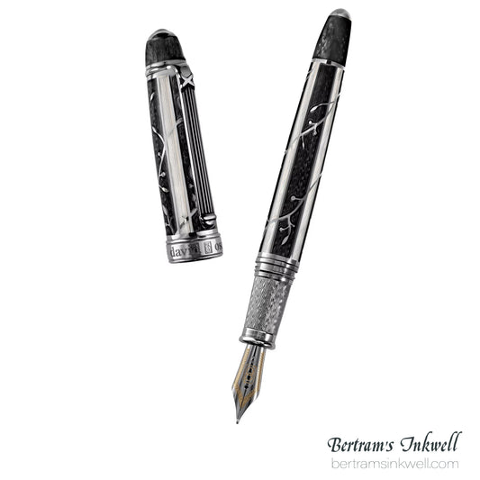 David Oscarson Trellis White & Black/Rhodium Fountain Pen