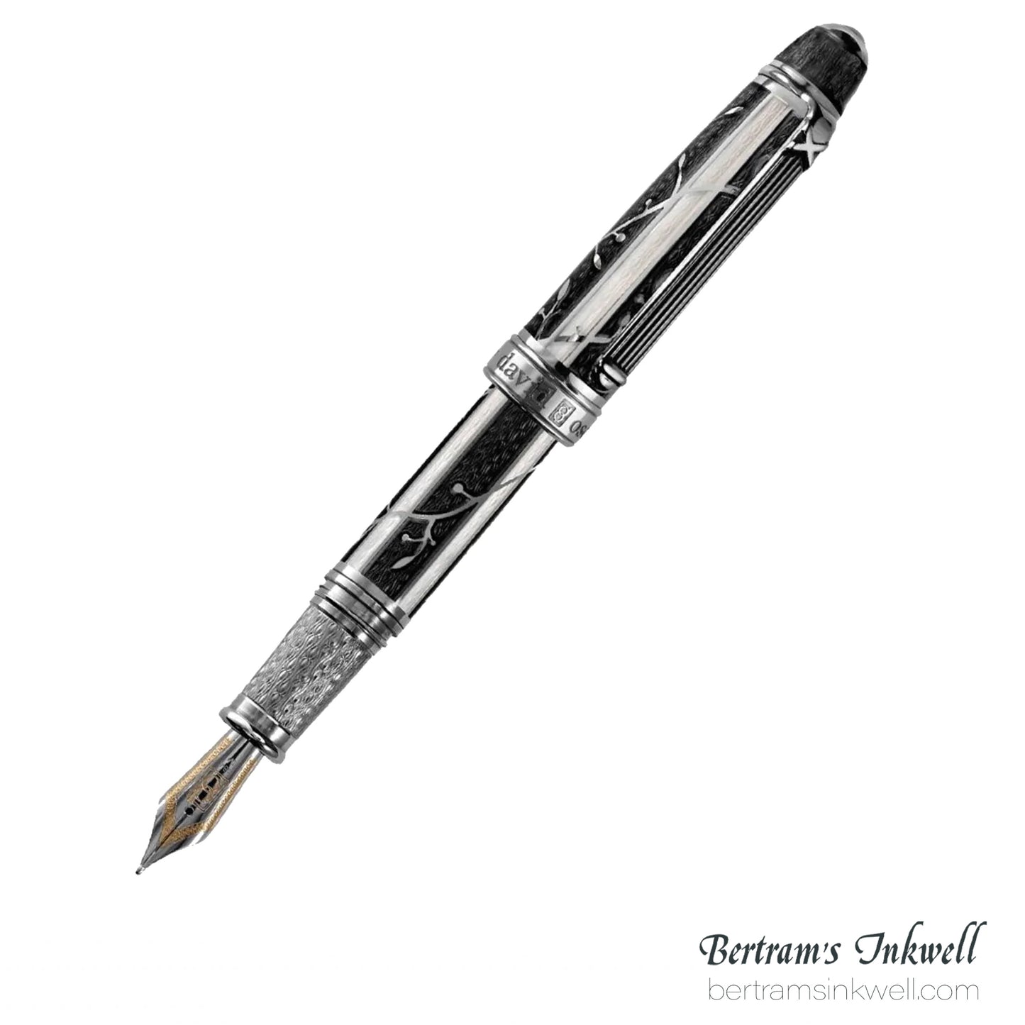 David Oscarson Trellis White & Black/Rhodium Fountain Pen