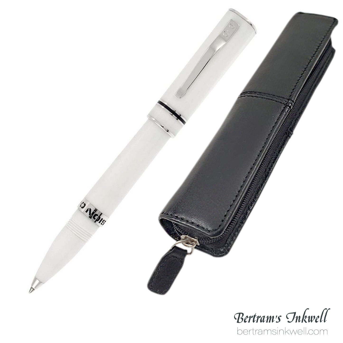 Delta Fusion One White Rollerball With Leather Pen Case