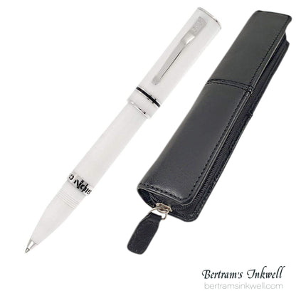 Delta Fusion One White Rollerball With Leather Pen Case