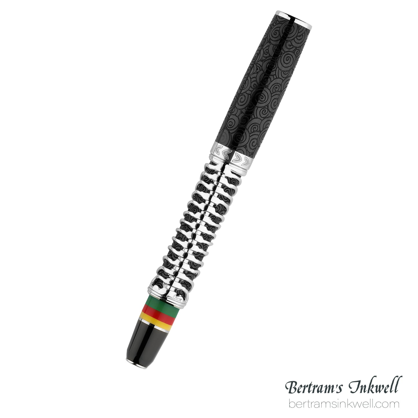 Delta Indigenous People Simbu Dancing Skeletons - Black Resin - Sterling Silver Cage (Limited Edition) Fountain Pen