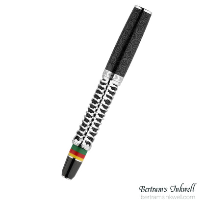Delta Indigenous People Simbu Dancing Skeletons - Black Resin - Sterling Silver Cage (Limited Edition) Fountain Pen