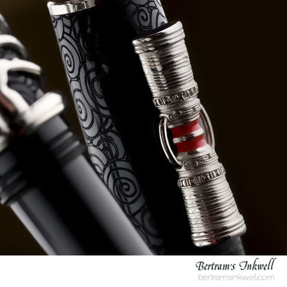 Delta Indigenous People Simbu Dancing Skeletons - Black Resin - Sterling Silver Cage (Limited Edition) Fountain Pen