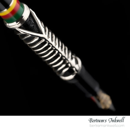 Delta Indigenous People Simbu Dancing Skeletons - Black Resin - Sterling Silver Cage (Limited Edition) Fountain Pen