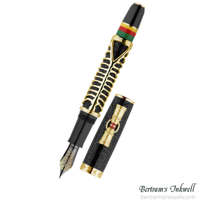 Delta Indigenous People Simbu Dancing Skeletons - Black Resin - Gold-Plated Sterling Silver Cage (Limited Edition) Fountain Pen