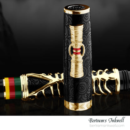 Delta Indigenous People Simbu Dancing Skeletons - Black Resin - Gold-Plated Sterling Silver Cage (Limited Edition) Rollerball