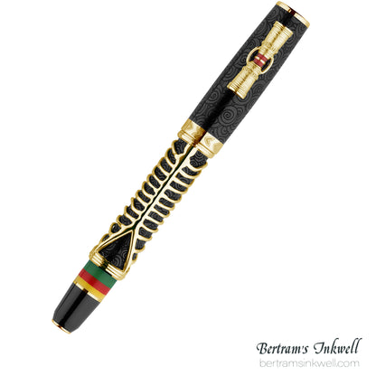 Delta Indigenous People Simbu Dancing Skeletons - Black Resin - Gold-Plated Sterling Silver Cage (Limited Edition) Rollerball