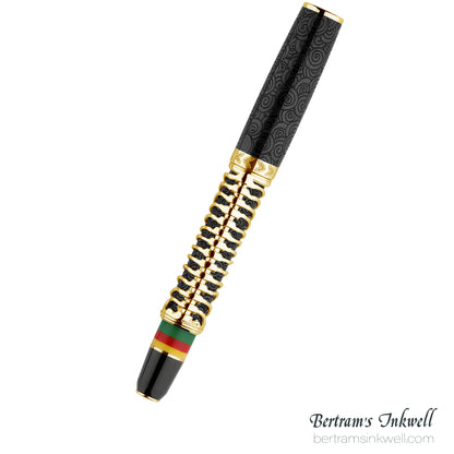 Delta Indigenous People Simbu Dancing Skeletons - Black Resin - Gold-Plated Sterling Silver Cage (Limited Edition) Rollerball