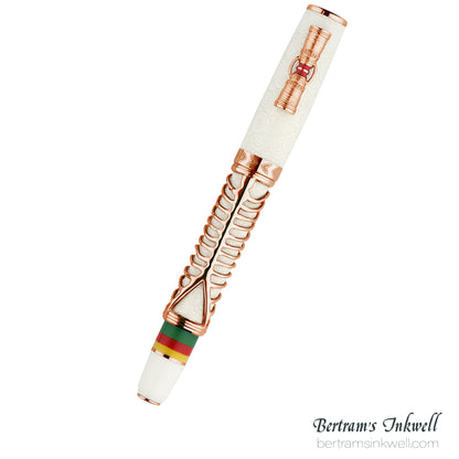 Delta Indigenous People Simbu Dancing Skeletons - White Resin - Rose Gold Cage (Limited Edition) Fountain Pen