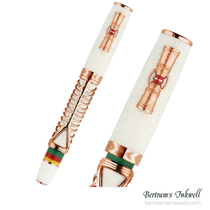 Delta Indigenous People Simbu Dancing Skeletons - White Resin - Rose Gold Cage (Limited Edition) Fountain Pen