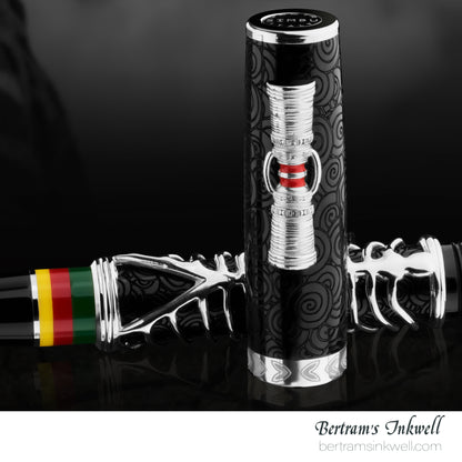 Delta Indigenous People Simbu Dancing Skeletons - Black Resin - Sterling Silver Cage (Limited Edition) Rollerball