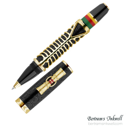 Delta Indigenous People Simbu Dancing Skeletons - Black Resin - Gold-Plated Sterling Silver Cage (Limited Edition) Rollerball