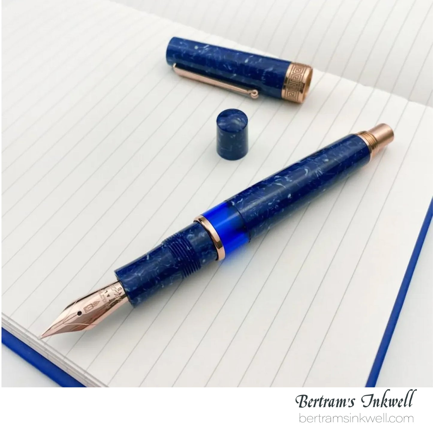 Delta Lapis Blue Celluloid Rose Gold Limited Edition Fountain Pen