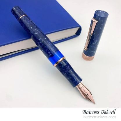 Delta Lapis Blue Celluloid Rose Gold Limited Edition Fountain Pen