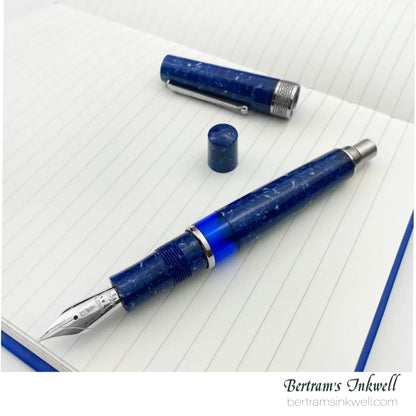 Delta Lapis Blue Celluloid Silver Limited Edition Fountain Pen