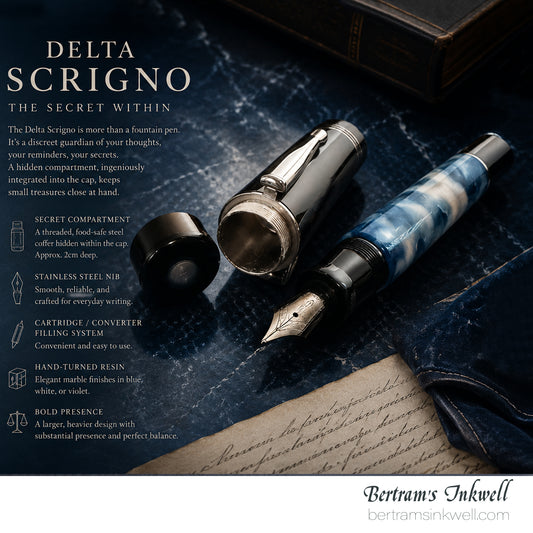 Delta Scrigno 'Secret' Blue And White Marble Fountain Pen