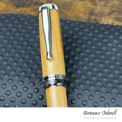 DELTA SeaWood, Light Iroko Wood Fountain Pen, 2013, DS94028 With Leather Pen Case