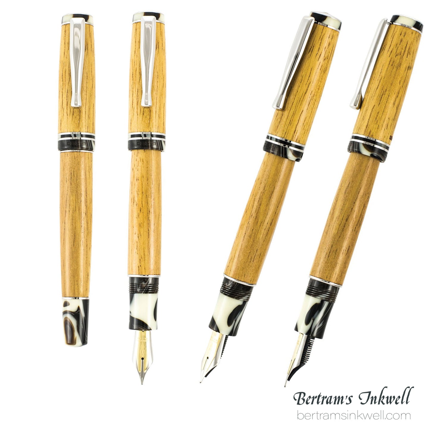 DELTA SeaWood, Light Iroko Wood Fountain Pen, 2013, DS94028 With Leather Pen Case