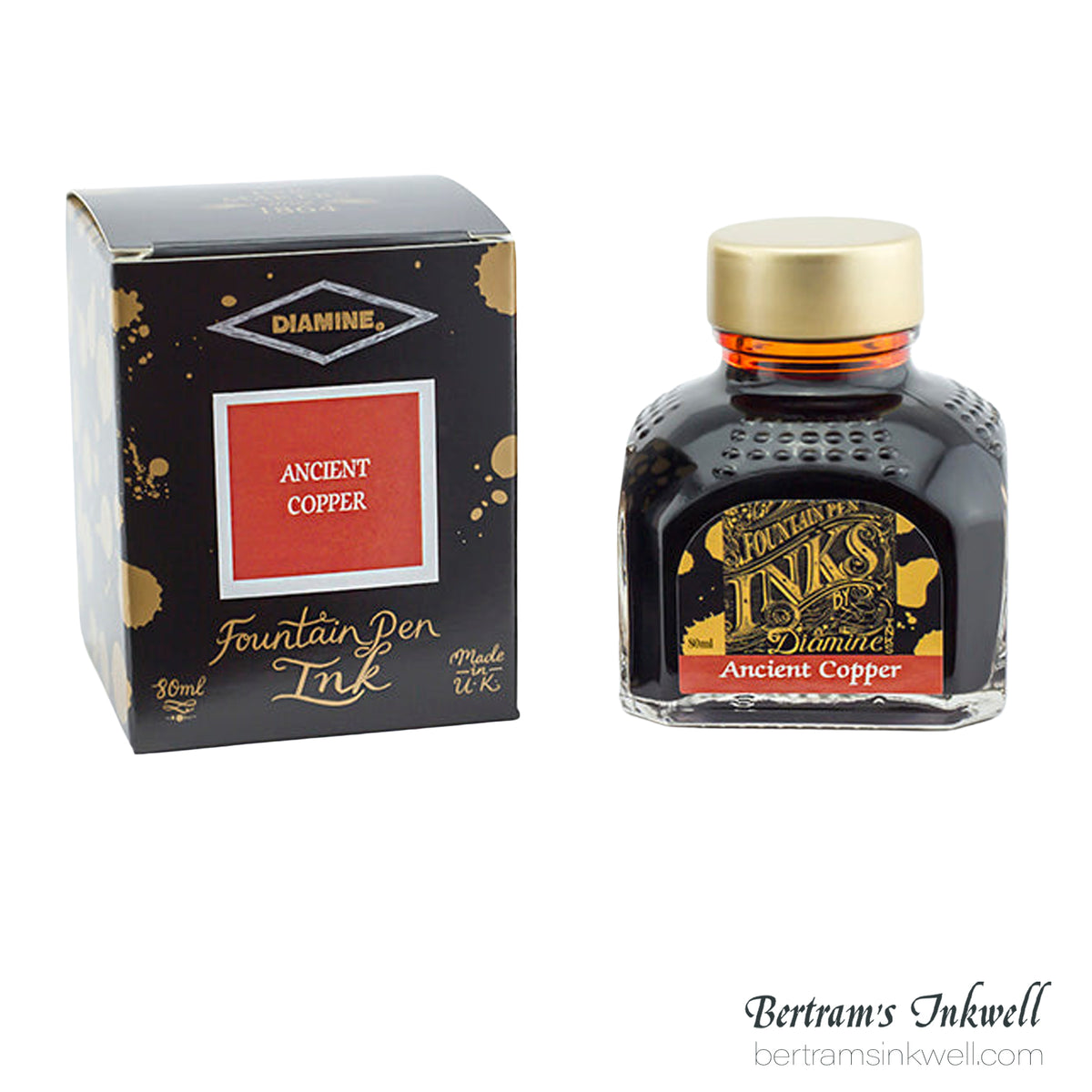 Diamine Ancient Copper Fountain Pen Ink Bottle 80ml
