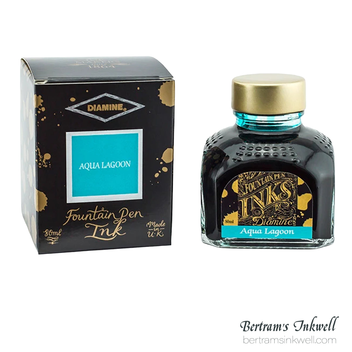 Diamine Aqua Lagoon Fountain Pen Ink Bottle 80ml
