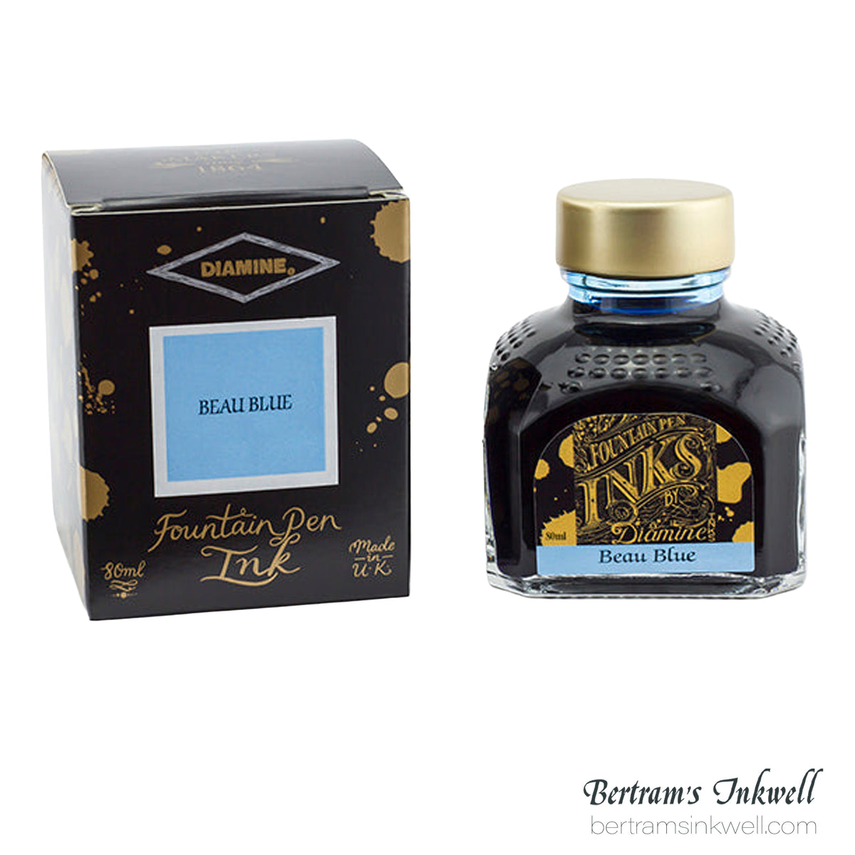 Diamine Beau Blue Fountain Pen Ink Bottle 80ml