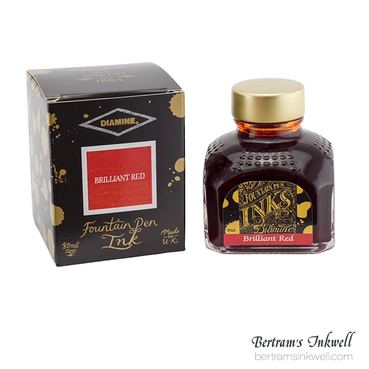 Diamine Brilliant Red Fountain Pen Ink Bottle 80ml