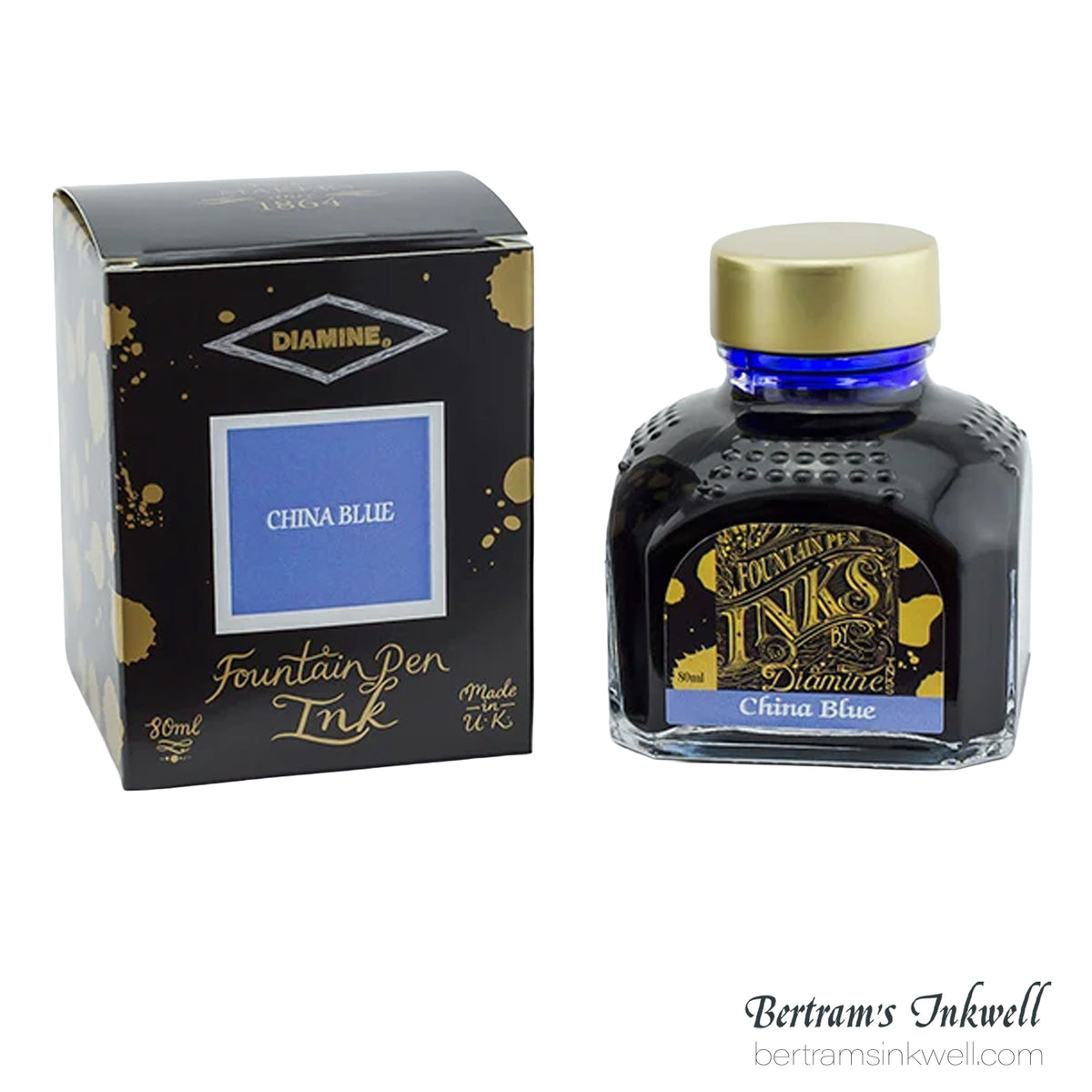Diamine China Blue Fountain Pen Ink Bottle 80ml