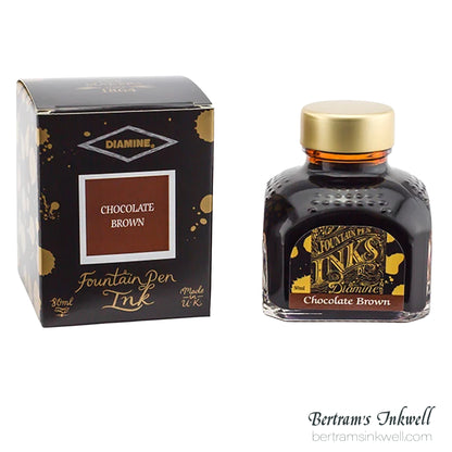 Diamine Chocolate Brown Fountain Pen Ink Bottle 80ml