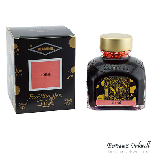 Diamine Coral Fountain Pen Ink Bottle 80ml