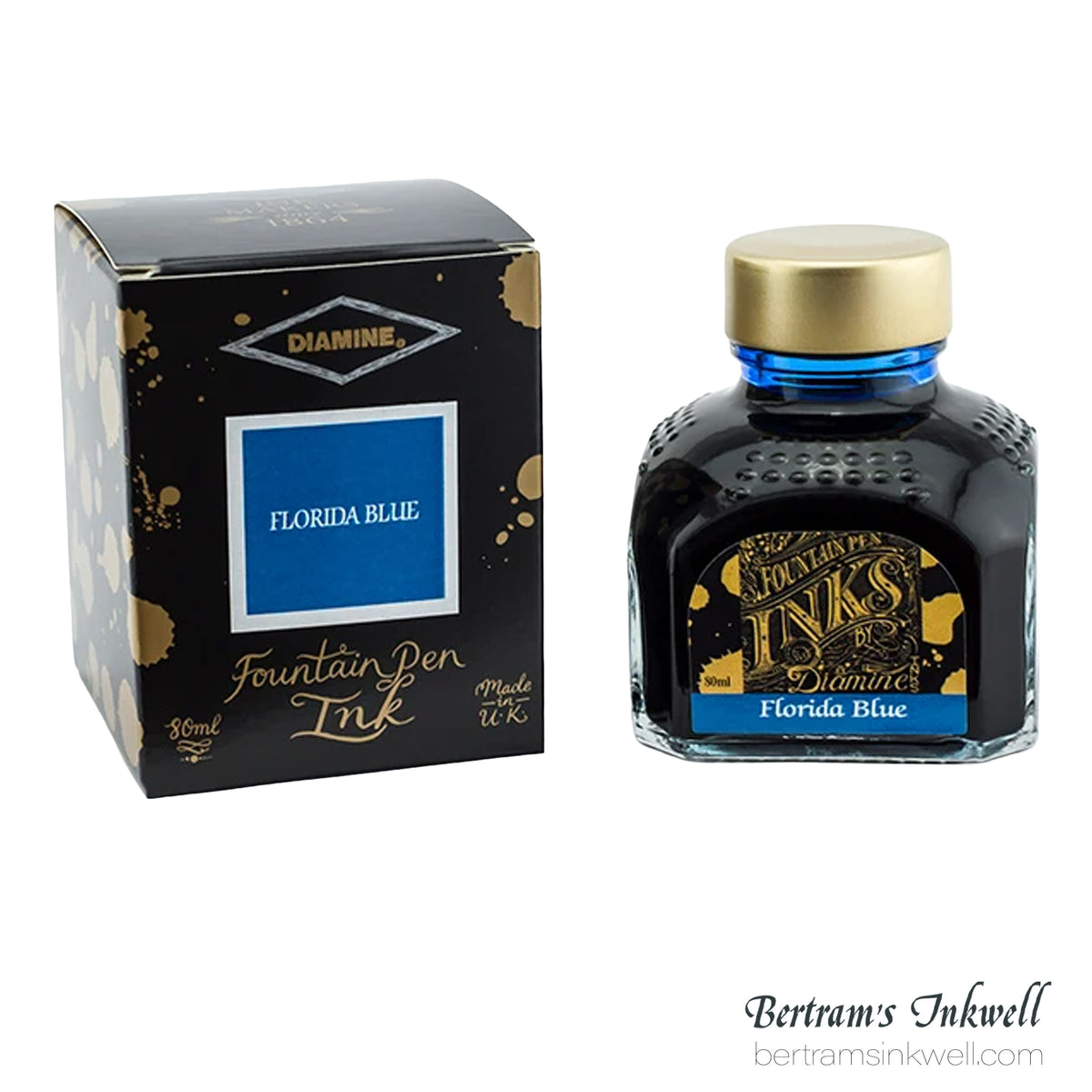 Diamine Florida Blue Fountain Pen Ink Bottle 80ml